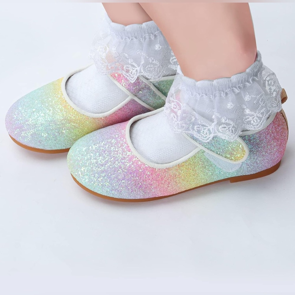 Glittery Rainbow Mary Jane Kids Shoes